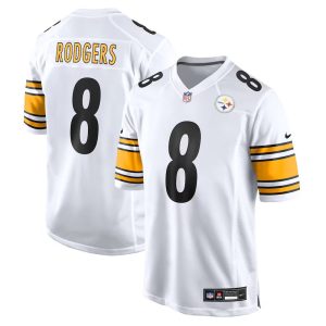 Men's Pittsburgh Steelers #8 Aaron Rodgers White Game Jersey