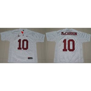 Crimson Tide #10 AJ McCarron White 2016 College Football Playoff National Championship Patch Stitched NCAA Jersey