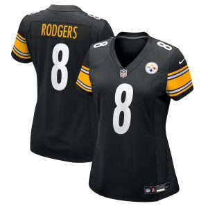 Women's Pittsburgh Steelers #8 Aaron Rodgers Black Game Jersey