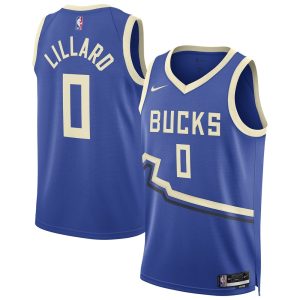 Unisex Milwaukee Bucks Damian Lillard  Royal 2024/25 Swingman Player Jersey - City Edition